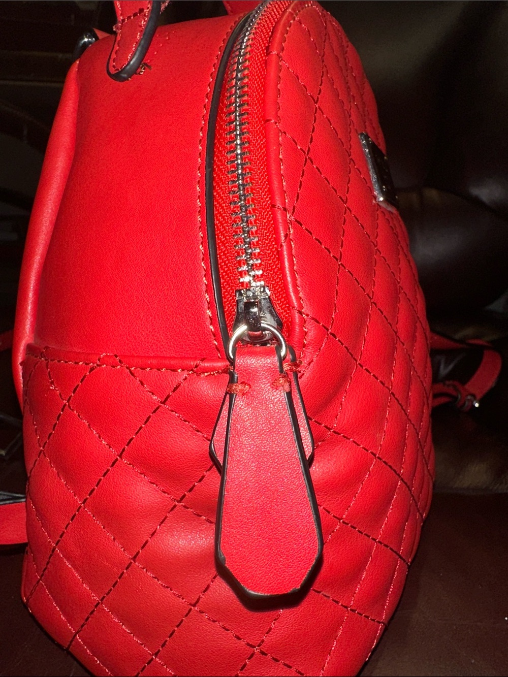 G By Guess Red Quilted Mini Backpack - Picture 10 of 16